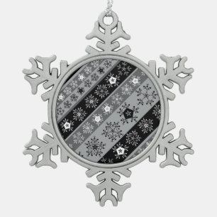 Ornement Flocon De Neige Snowflake rayures gris