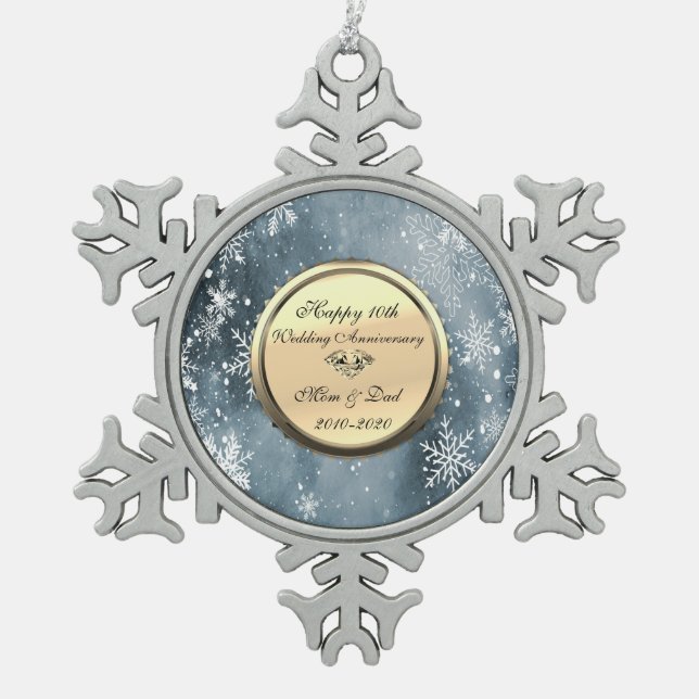 Ornement Flocon De Neige Snowflakes Diamond 10e anniversaire Mariage (Devant)