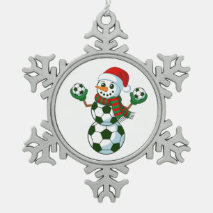Ornement Flocon De Neige Snowman Soccer Noël Amateurs de sport