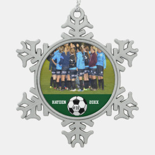 Ornement Flocon De Neige Soccer Photo Collage Nom de l'équipe Numéro d'é