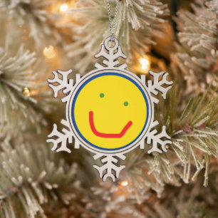 Ornement Flocon De Neige Soleil souriant visage heureux