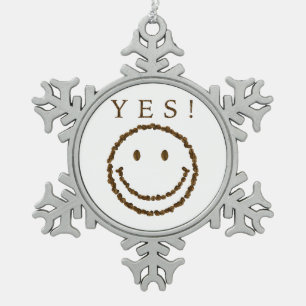 Ornement Flocon De Neige Souriez avec des haricots au café