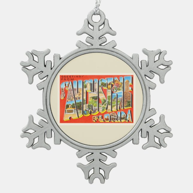 Ornement Flocon De Neige Souvenir Vintage voyage St Augustine Florida FL (Devant)