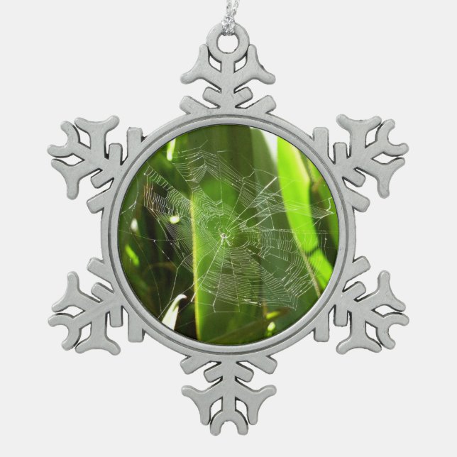 Ornement Flocon De Neige Spiderweb dans Tropical Leaves Nature (Devant)