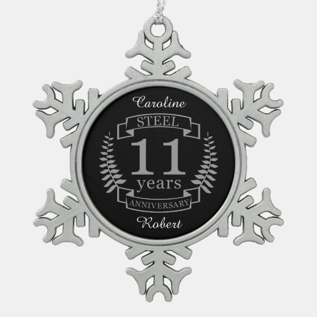 Ornement Flocon De Neige Steel Eleventh wedding anniversary 11 ans (Devant)