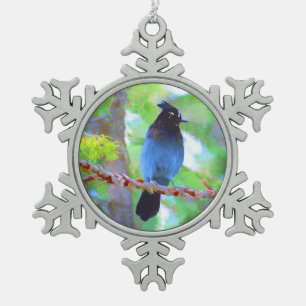 Ornement Flocon De Neige Steller's Jay Painting - Art original pour oiseaux
