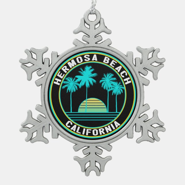 Ornement Flocon De Neige Surf de surf Hermosa Beach California (Devant)