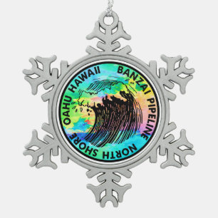 Ornement Flocon De Neige Surf Hawaï de surf du pipeline de Banzai