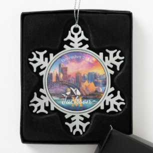 Ornement Flocon De Neige Sydney Skyline Abstrait Art