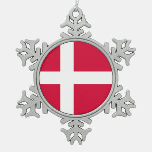 Ornement Flocon De Neige Symbole de drapeau de pays du Danemark longtemps