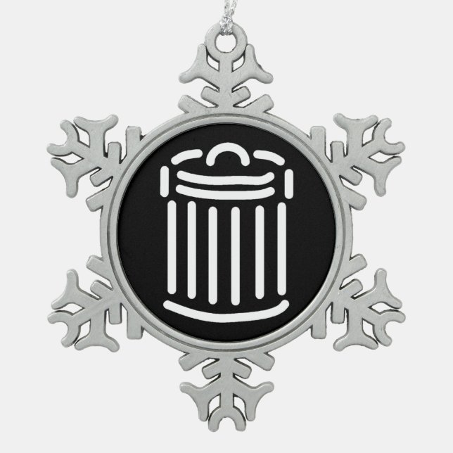 Ornement Flocon De Neige Symbole de la poubelle blanche (Devant)