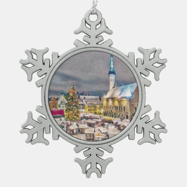 Ornement Flocon De Neige Tallinn Estonia Christmas Market (Devant)