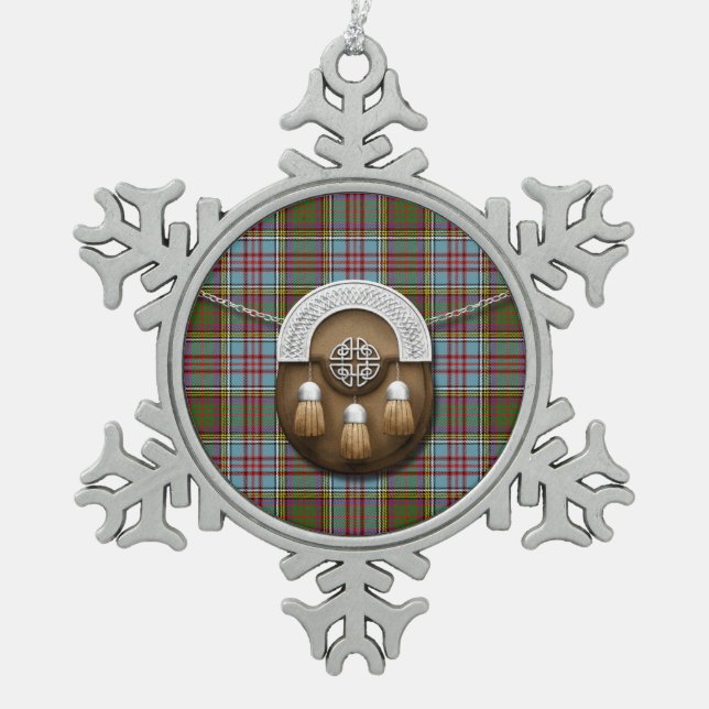 Ornement Flocon De Neige Tartan et escarcelle d'Anderson de clan (Devant)