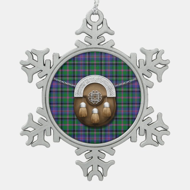 Ornement Flocon De Neige Tartan et escarcelle de tonnelier de clan (Devant)