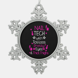 Ornement Flocon De Neige Technologie Nail Avec Tatouages