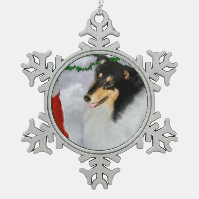 Ornement Flocon De Neige Tri couleur Collie Noël (Devant)