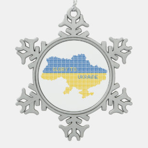 Ornement Flocon De Neige Tricot Ukraine texte de la carte d'Etat Gloire à l