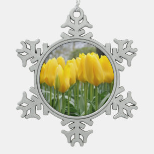 Ornement Flocon De Neige Tulières à ressort jaune