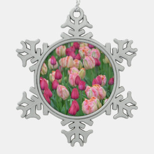 Ornement Flocon De Neige Tulipes à ressort rose ornement de Noël