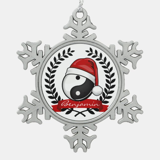Ornement Flocon De Neige Vacances de symbole de Yin Yang (Devant)