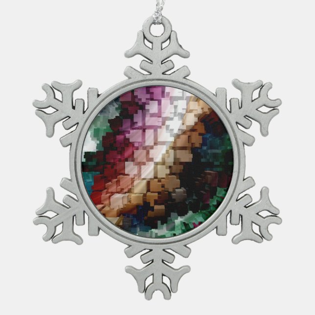 Ornement Flocon De Neige Vent foncé centré sur le cube (Devant)