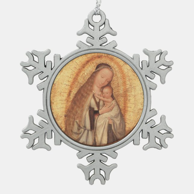 ORNEMENT FLOCON DE NEIGE VIERGE AVEC ENFANT (Devant)