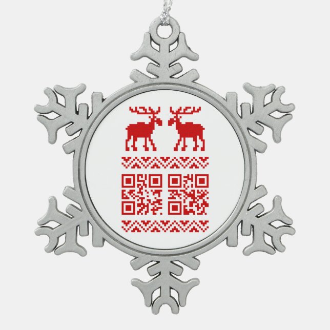 Ornement Flocon De Neige Vilain Sweater QR Code Bonne année! (Devant)