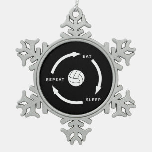Ornement Flocon De Neige Volleyball Manger Sleep Répéter Le Ventilateur De