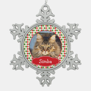 Ornement Flocon De Neige Votre animal de Noël Ornement Arlequin Motif