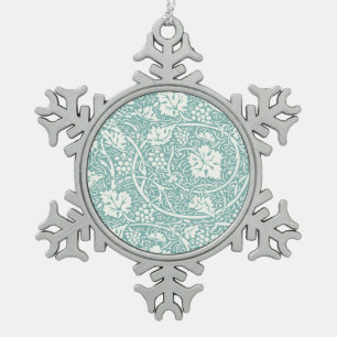 Ornement Flocon De Neige William Morris Grape Motif Turquoise Turquoise