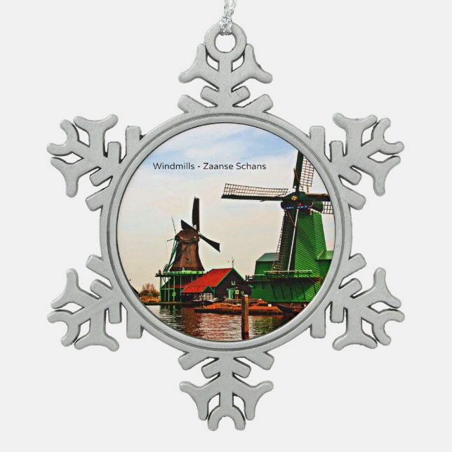Ornement Flocon De Neige Windmills, Zaanse Schans, Hollande, (Devant)