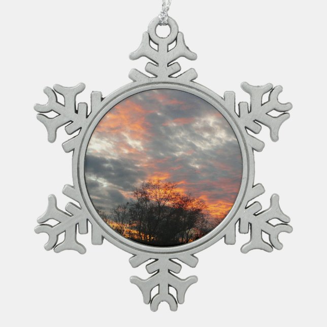Ornement Flocon De Neige Winter Sunset Nature Paysage Photographie (Devant)