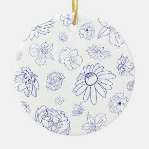 Ornement floral bleu