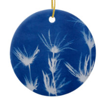 Ornement floral de Noël bleu