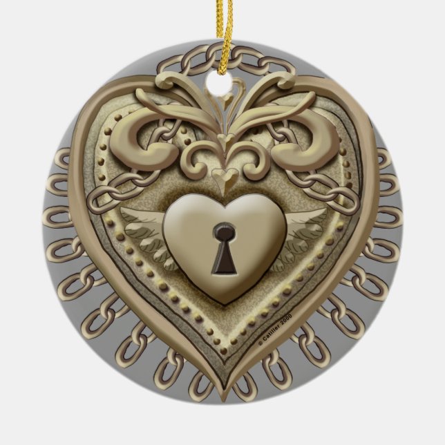 Ornement Gold Heart Lock (Devant)