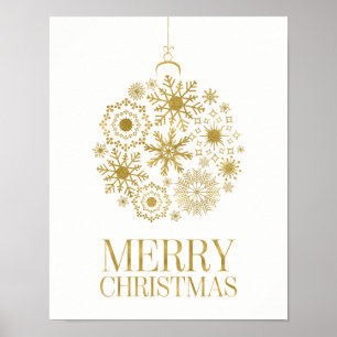 Ornement Gold Snowflake joyeux affiche de Noël