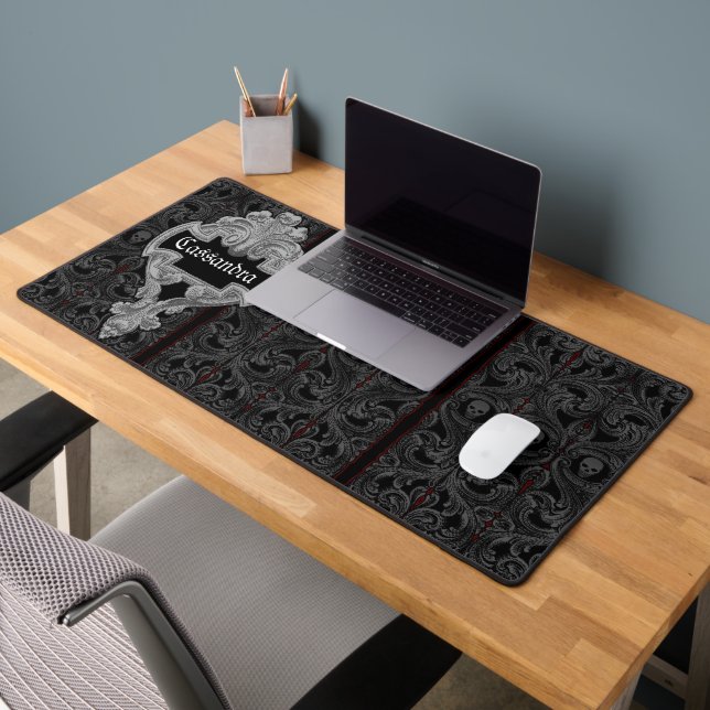Ornement Goth Grey avec crâne personnalisé (Bureau 2)