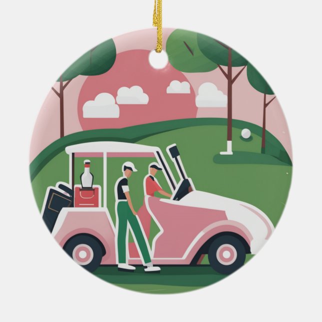 Ornement graphique du panier de golf | Personnalis (Dos)