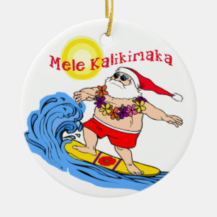 Ornement hawaïen tropical surfant de Noël de Père