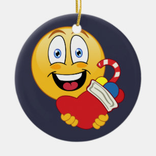Ornement heureux de bas de Noël d'Emoji