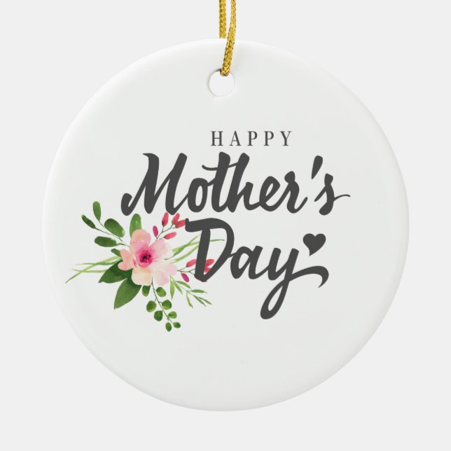 Ornement heureux floral élégant du jour de mère | (Devant)
