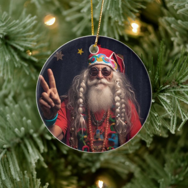 Ornement hippie Père Noël, Décor hippie de Noël (Arbre)