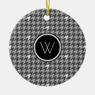 Ornement Houndstooth Gris avec Accent Argent