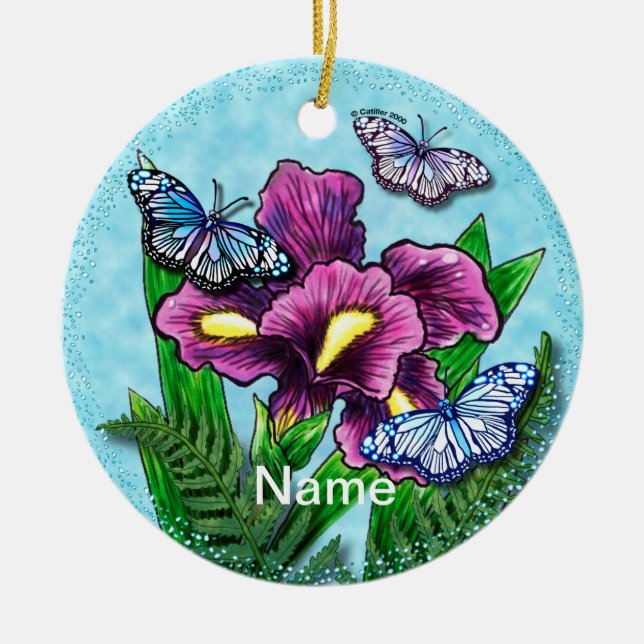 Ornement Iris Papillon Rosée (Devant)
