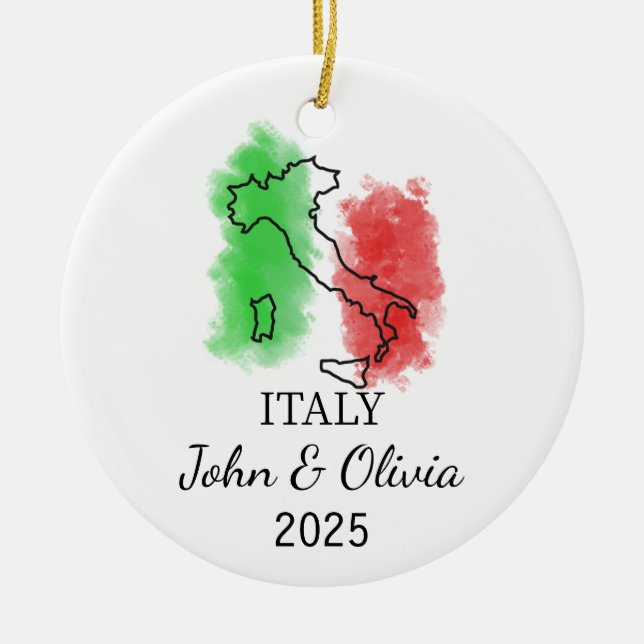 Ornement Italie personnalisée, Italie Drapeau cade (Devant)