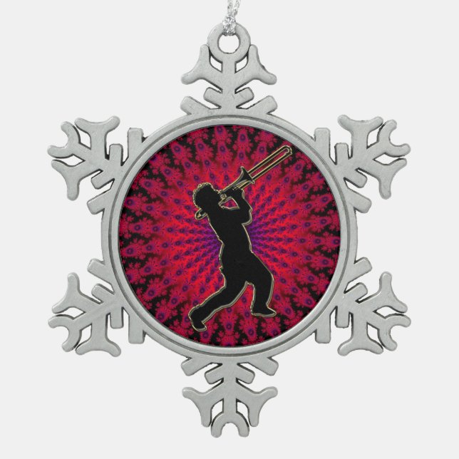 Ornement joyeux de joueur de trombone de vacances (Devant)