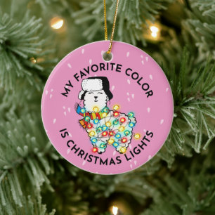 Ornement Lit Llama - Décor de Noël en céramique!