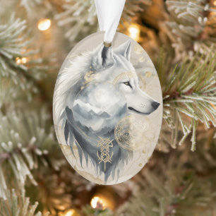 Ornement Loup Gardien Tissé de Rêves