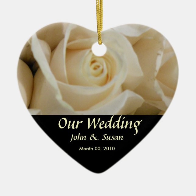 Ornement Mariage Coeur Rose ivoire (Devant)