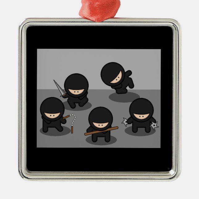 Ornement Métallique 5 petits ninjas (Devant)